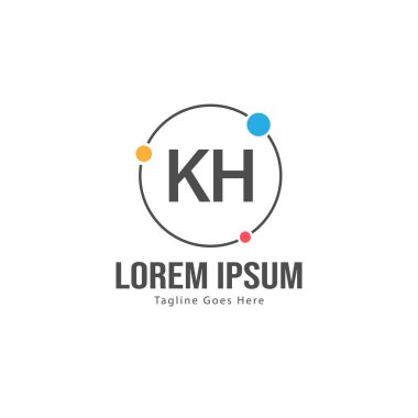Modern çerçeveli ilk Kh logo şablonu. Minimalist Kh harf logo vektör illüstrasyon