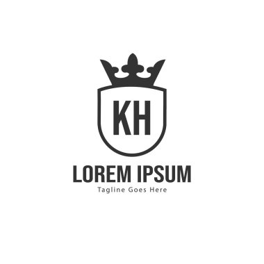 Modern çerçeveli ilk Kh logo şablonu. Minimalist Kh harf logo vektör illüstrasyon