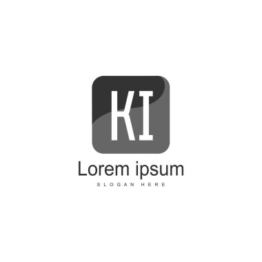 Modern çerçeveli ilk Ki logo şablonu. Minimalist Ki harf logo vektör illüstrasyon