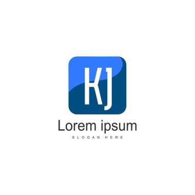 Modern çerçeve ile ilk Kj logo şablonu. Minimalist Kj harf logo vektör illüstrasyon