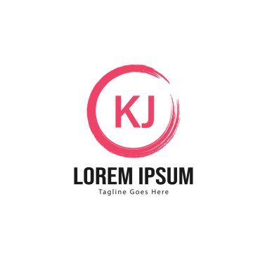 Modern çerçeve ile ilk Kj logo şablonu. Minimalist Kj harf logo vektör illüstrasyon
