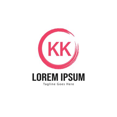 Modern çerçeveli ilk Kk logo şablonu. Minimalist Kk harf logo vektör illüstrasyon