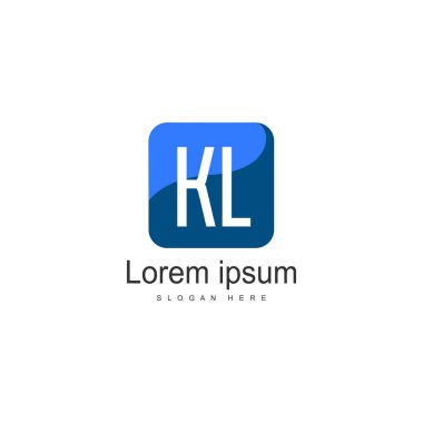 Modern çerçeveli ilk Kl logo şablonu. Minimalist Kl harf logo vektör illüstrasyon