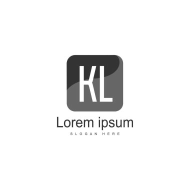 Modern çerçeveli ilk Kl logo şablonu. Minimalist Kl harf logo vektör illüstrasyon
