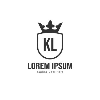 Modern çerçeveli ilk Kl logo şablonu. Minimalist Kl harf logo vektör illüstrasyon