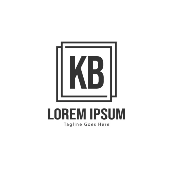 Plantilla de logotipo KB inicial con marco moderno. Ilustración de vector de logotipo de letra KB minimalista — Vector de stock