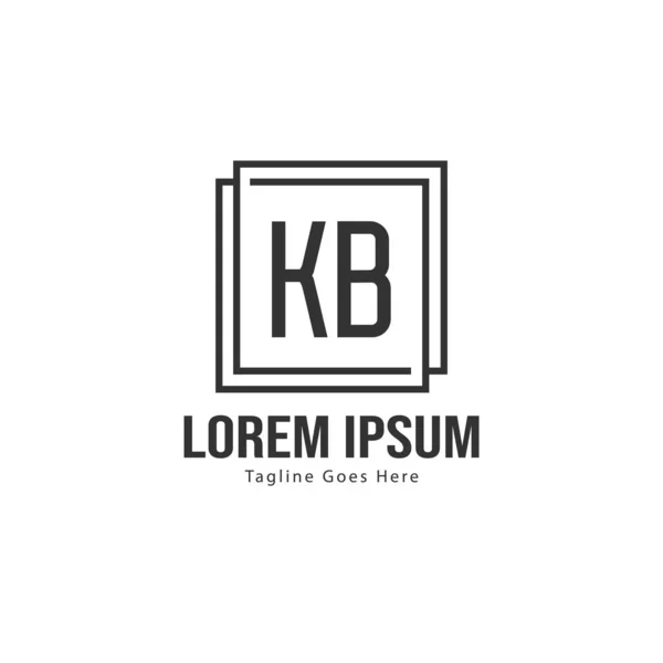 Plantilla de logotipo KB inicial con marco moderno. Ilustración de vector de logotipo de letra KB minimalista — Vector de stock