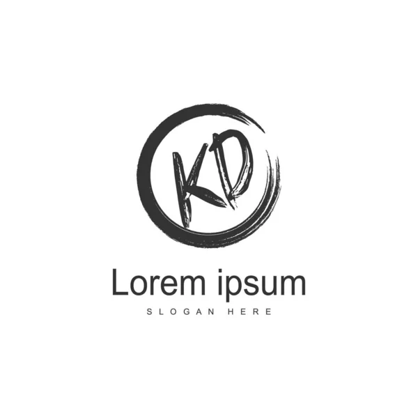Modern çerçeveile ilk Kd logo şablonu. Minimalist Kd harf logo vektör illüstrasyon — Stok Vektör
