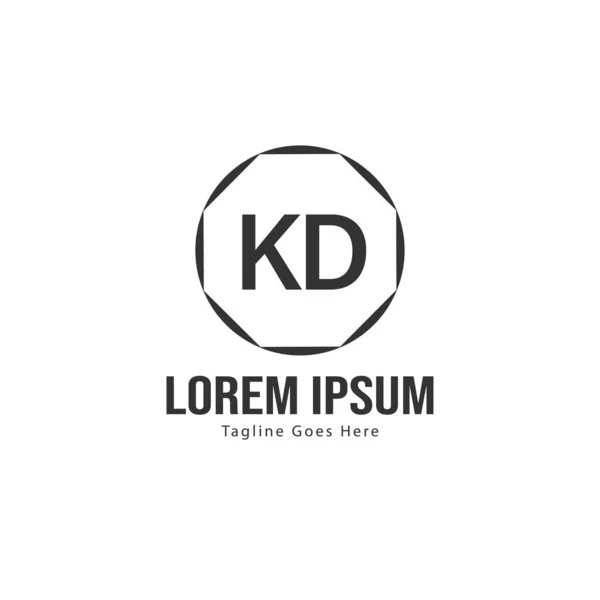 Modern çerçeveile ilk Kd logo şablonu. Minimalist Kd harf logo vektör illüstrasyon — Stok Vektör