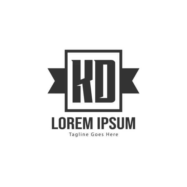 Modern çerçeveile ilk Kd logo şablonu. Minimalist Kd harf logo vektör illüstrasyon — Stok Vektör