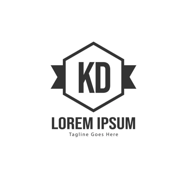 Plantilla de logotipo KD inicial con marco moderno. Ilustración de vector de logotipo de letra KD minimalista — Vector de stock