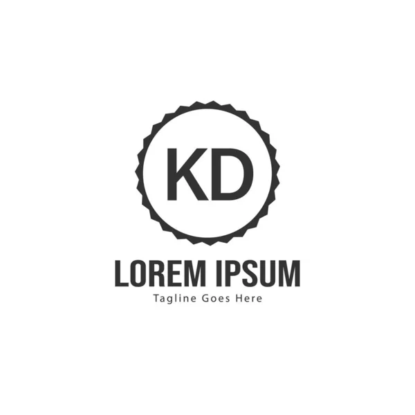 Modern çerçeveile ilk Kd logo şablonu. Minimalist Kd harf logo vektör illüstrasyon — Stok Vektör