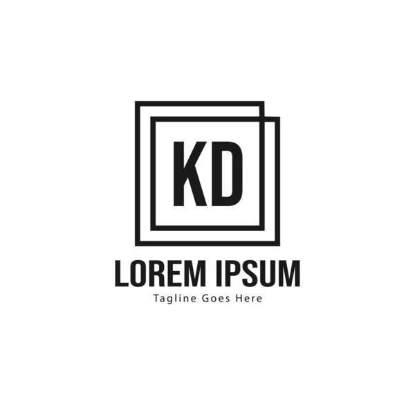 Modern çerçeveile ilk Kd logo şablonu. Minimalist Kd harf logo vektör illüstrasyon — Stok Vektör