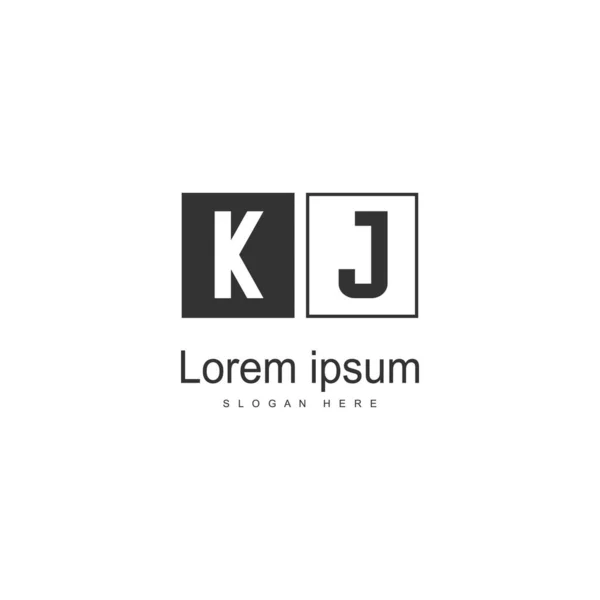 Modern çerçeve ile ilk Kj logo şablonu. Minimalist Kj harf logo vektör illüstrasyon — Stok Vektör