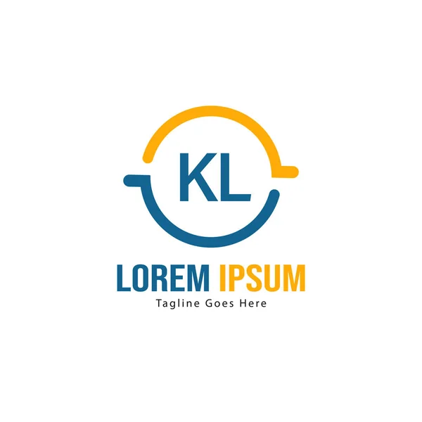 Plantilla de logotipo KL inicial con marco moderno. Ilustración de vector de logotipo de letra KL minimalista — Vector de stock