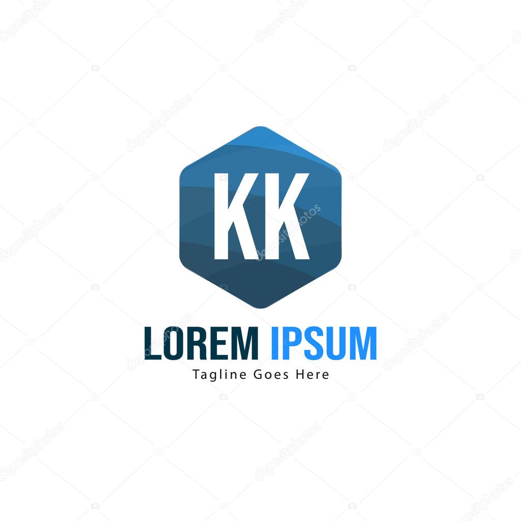 Initial KK logo template with modern frame. Minimalist KK letter logo vector illustration