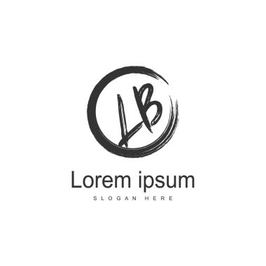 Modern çerçeveli Ilk Lb logo şablonu. Minimalist Lb harf logo vektör illüstrasyon