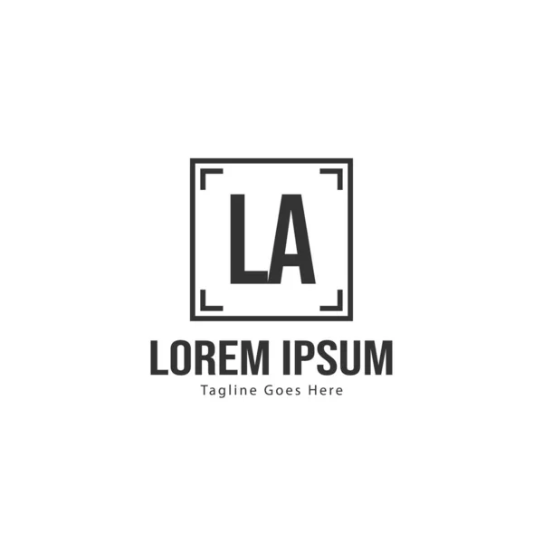 Modelo inicial do logotipo de LA com moldura moderna. ilustração vetor logotipo letra LA minimalista —  Vetores de Stock