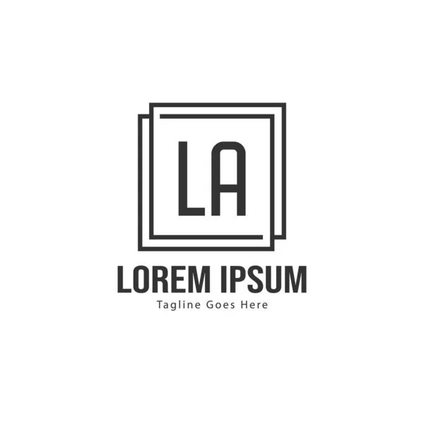 Modelo inicial do logotipo de LA com moldura moderna. ilustração vetor logotipo letra LA minimalista —  Vetores de Stock