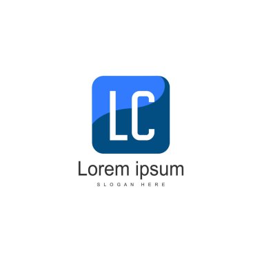 Modern çerçeveile ilk Lc logo şablonu. Minimalist Lc harf logo vektör illüstrasyon