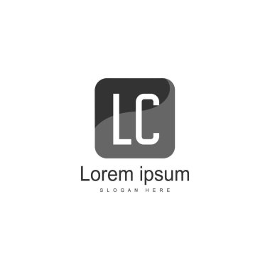 Modern çerçeveile ilk Lc logo şablonu. Minimalist Lc harf logo vektör illüstrasyon