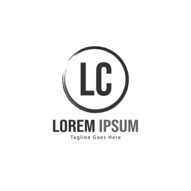 Modern çerçeveile ilk Lc logo şablonu. Minimalist Lc harf logo vektör illüstrasyon
