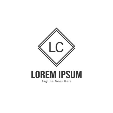 Modern çerçeveile ilk Lc logo şablonu. Minimalist Lc harf logo vektör illüstrasyon