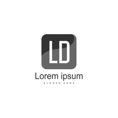 Modern çerçeveli ilk Ld logo şablonu. Minimalist Ld harf logosu vektör illüstrasyon