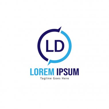Modern çerçeveli ilk Ld logo şablonu. Minimalist Ld harf logosu vektör illüstrasyon