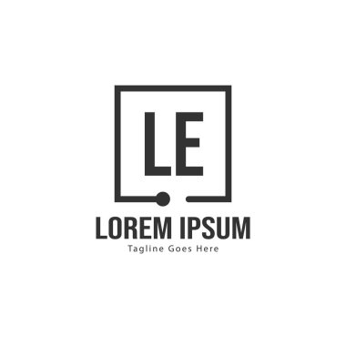 Modern çerçeveli ilk Le logo şablonu. Minimalist Le harfi logo vektör illüstrasyon