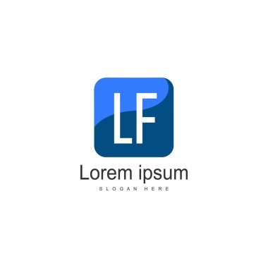 Modern çerçeveile Ilk Lf logo şablonu. Minimalist Lf harf logosu vektör illüstrasyon