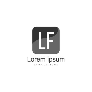 Modern çerçeveile Ilk Lf logo şablonu. Minimalist Lf harf logosu vektör illüstrasyon