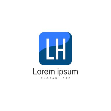 Modern çerçeveile Ilk Lh logo şablonu. Minimalist Lh harf logo vektör illüstrasyon