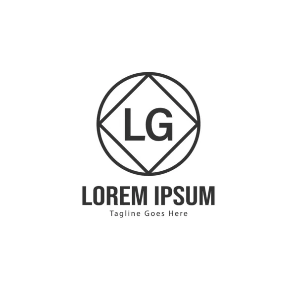 Plantilla de logotipo LG inicial con marco moderno. Ilustración de vector de logotipo de letra LG minimalista — Vector de stock