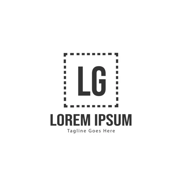 Plantilla de logotipo LG inicial con marco moderno. Ilustración de vector de logotipo de letra LG minimalista — Vector de stock