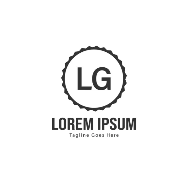 Plantilla de logotipo LG inicial con marco moderno. Ilustración de vector de logotipo de letra LG minimalista — Vector de stock