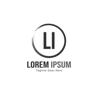 Modern çerçeveli ilk Li logo şablonu. Minimalist Li harf logosu vektör illüstrasyon