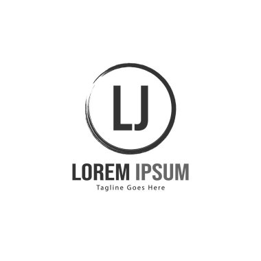 Modern çerçeve ile Ilk Lj logo şablonu. Minimalist Lj harf logo vektör illüstrasyon
