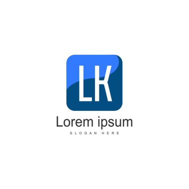 Modern çerçeveile ilk Lk logo şablonu. Minimalist Lk harf logosu vektör illüstrasyon