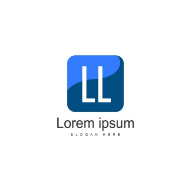 Modern çerçeveli ilk Ll logo şablonu. Minimalist Ll harf logosu vektör illüstrasyon