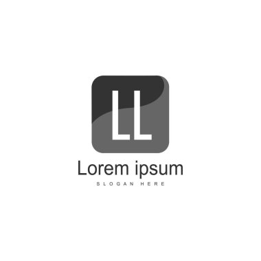 Modern çerçeveli ilk Ll logo şablonu. Minimalist Ll harf logosu vektör illüstrasyon