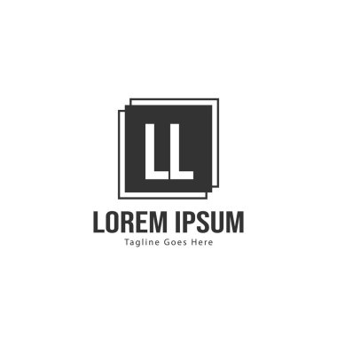 Modern çerçeveli ilk Ll logo şablonu. Minimalist Ll harf logosu vektör illüstrasyon