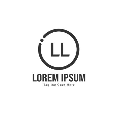 Modern çerçeveli ilk Ll logo şablonu. Minimalist Ll harf logosu vektör illüstrasyon