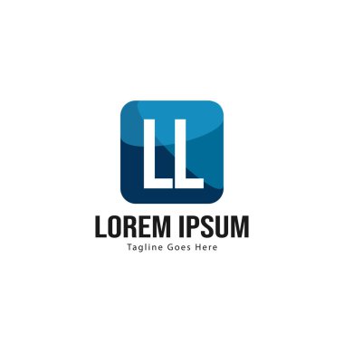 Modern çerçeveli ilk Ll logo şablonu. Minimalist Ll harf logosu vektör illüstrasyon