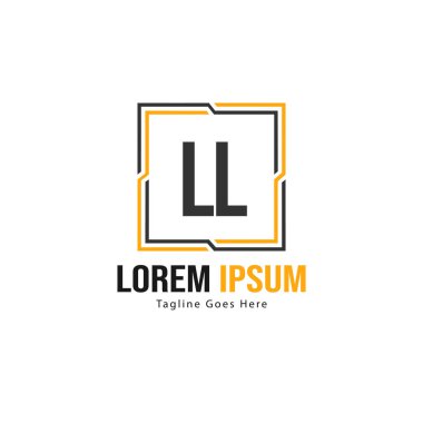 Modern çerçeveli ilk Ll logo şablonu. Minimalist Ll harf logosu vektör illüstrasyon