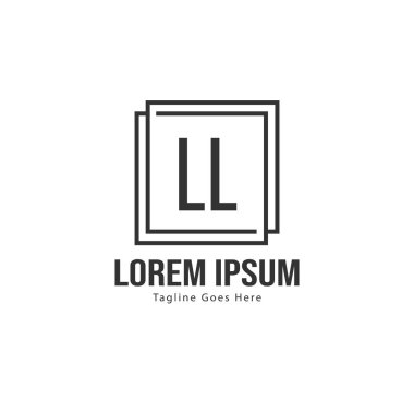 Modern çerçeveli ilk Ll logo şablonu. Minimalist Ll harf logosu vektör illüstrasyon