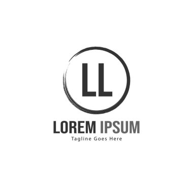 Modern çerçeveli ilk Ll logo şablonu. Minimalist Ll harf logosu vektör illüstrasyon