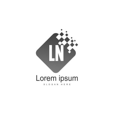 Modern çerçeveile ilk Ln logo şablonu. Minimalist Ln harf logosu vektör illüstrasyon