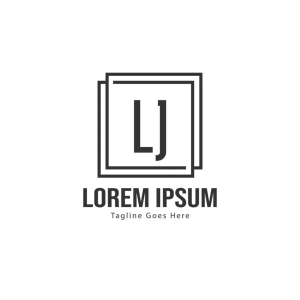 Modelo inicial do logotipo LJ com moldura moderna. Ilustração minimalista do vetor do logotipo da letra LJ —  Vetores de Stock