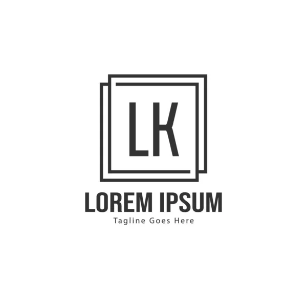 初始 Lk 徽标模板与现代框架。极简主义 Lk 字母标志矢量插图 — 图库矢量图片